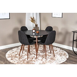 Venture Home Table de repas ronde Plaza 100 cm noir et noyer.