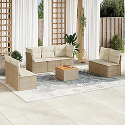 Maison Chic Salon de jardin avec coussins 8 pcs | Ensemble de Table et chaises | Mobilier d'Extérieur beige résine tressée -GKD17038