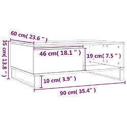 vidaXL Table basse blanc 90x60x35 cm bois d'ingénierie pas cher