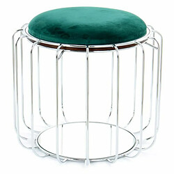 Paris Prix Pouf & Table d'Appoint Comfortable 50cm Vert & Argent