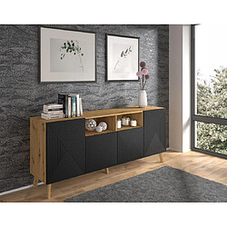 Acheter Bestmobilier Velato - buffet bas - bois et noir - 195 cm