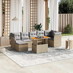 vidaXL Salon de jardin avec coussins 8 pcs beige résine tressée 