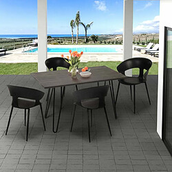 Ahd Amazing Home Design Ensemble 4 Chaises Design Moderne Table À Manger 120x60cm Industriel Sixty, Couleur: Noir