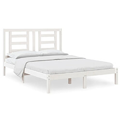 Maison Chic Lit Moderne Chambre - Cadre/structure de lit pour adulte Blanc Bois de pin massif 140x200 cm -MN72193