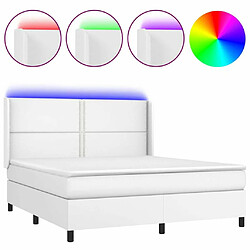 Sommier à lattes et matelas LED,Cadre à lattes de lit pour Adulte Blanc 180x200 cm Similicuir -MN52267