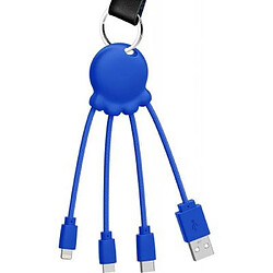 XOOPAR Câble 3 en 1 Octopus USB A/micro USB & USB C & Lightning 0,1m Bleu