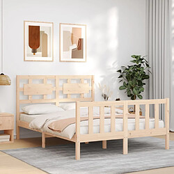 Acheter Maison Chic Cadre/structure de lit avec tête de lit pour adulte - Lit Moderne Chambre 140x200 cm bois massif -MN51735