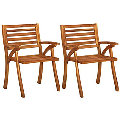 Maison Chic Lot de 2 Chaises à dîner de jardin avec coussins,Fauteuil/Chaises à manger d'extérieur Acacia massif -MN55121