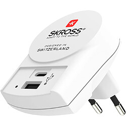 Acheter Adaptateur secteur skross europe vers sortie usb et usb-c blanc