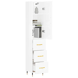 Avis Maison Chic Buffet,Meuble de Rangement,commode pour salon,Cuisine Blanc brillant 34,5x34x180 cm Bois d'ingénierie -MN18346