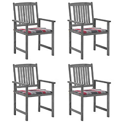 Maison Chic Lot de 4 Chaises de jardin,Fauteuil d'extérieur avec coussins Gris Bois d'acacia massif -MN34094