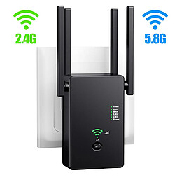 Répéteur Wifi 1200Mbps 802.11 AP Router Extender Signal Booster Range Noir