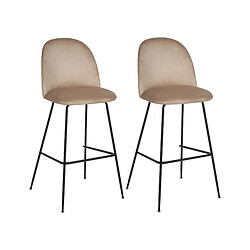 Beliani Tabouret de bar Set de 2 Velours Taupe ARCOLA 