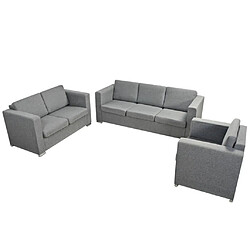 vidaXL Ensemble de canapés trois pièces Tissu Gris clair