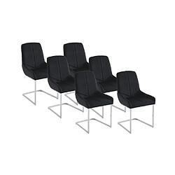 Vente-Unique Lot de 6 chaises en velours et métal - Noir - BERLONA 