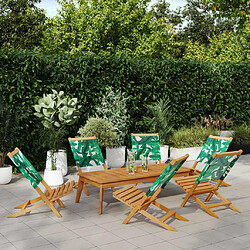 vidaXL Chaises de jardin pliantes lot de 6 vert tissu et bois massif