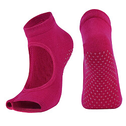 Chaussettes De Yoga Pour Femmes En Gymnase De Sport, Chaussettes Antidérapantes, Demi-embout Collant, Rose, Rouge pas cher