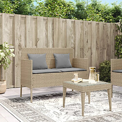 Avis Maison Chic Banc de jardin avec coussins | Banquette de jardin | Chaise Relax beige résine tressée -MN83229