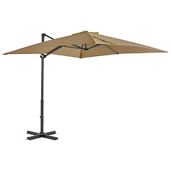 vidaXL Parasol de jardin en porte-à-faux et poteau en aluminium taupe 