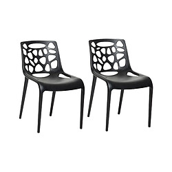 Beliani Lot de 2 chaises Matière synthétique Noir MORGAN