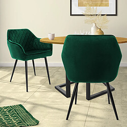 Chaise de salle à manger, lot de 2, vert foncé, revêtement velours, pieds métalliques, matériel de montage inclus ML-Design ML-Design Lot 2x Chaises de Salle à Manger - Vert Foncé - Style Rétro - Dossier/Accoudoirs Rembourrée Aspect Velours - Pieds en Métal Noir - Chaise Ergonomique - Fauteuil Moderne Salon/Chambre/Cuisine