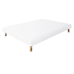 Visiodirect Sommier à lattes avec pieds ALICA, tapissier en bois massif coloris blanc - largeur 160 x longueur 200 cm 