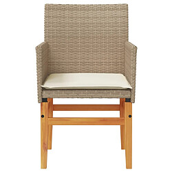 Maison Chic Lot de 2 Chaises de jardin coussins | chaises Relax beige résine tressée bois -GKD50418 pas cher