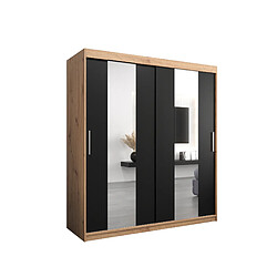 Abiks Meble Armoire Pole à portes coulissantes 200/180/62 2 portes (artisan/noir) 