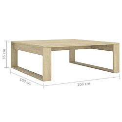 vidaXL Table basse Chêne sonoma 100x100x35 cm Bois d'ingénierie pas cher