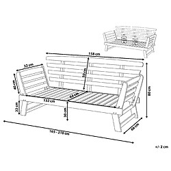 Avis Beliani Banc avec coussin Bois 210 cm Marron clair PORTICI