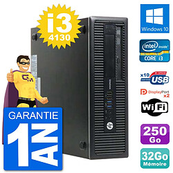 PC HP EliteDesk 800 G1 Core i3-4130 RAM 32Go Disque Dur 250Go Windows 10 Wifi - Occasion