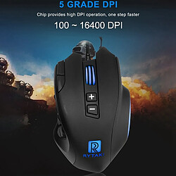 Universal Souris gaming USB filaire 16400 ppp 16 boutons Souris gaming programmable avec rétroéclairage ergonomique pour ordinateur portable