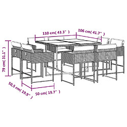 vidaXL Ensemble à manger de jardin et coussins 9 pcs beige Poly rotin pas cher