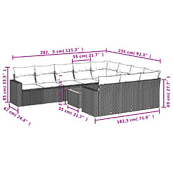 Avis vidaXL Salon de jardin 11 pcs avec coussins noir résine tressée