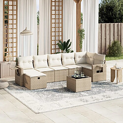 vidaXL Salon de jardin avec coussins 8 pcs beige résine tressée