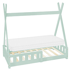 ML-Design Lit d'enfant Tipi avec matelas lit avec protection antichute pin menthe 70x140cm