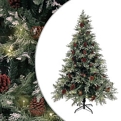 vidaXL Sapin de Noël pré-éclairé pommes de pin vert blanc 150cm PVC PE 