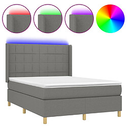 vidaXL Sommier à lattes de lit matelas LED Gris foncé 140x200 cm Tissu