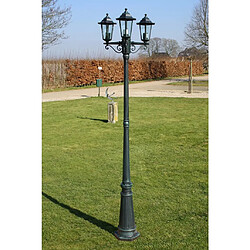 vidaXL Lampadaire de jardin 3 bras 215 cm Vert foncé/Noir Aluminium