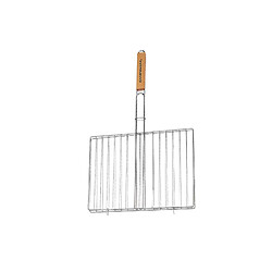 Grille rectangulaire double CAMPINGAZ - pour barbecue - manche en bois - 35x25cm