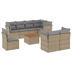 vidaXL Salon de jardin avec coussins 9pcs mélange beige résine tressée