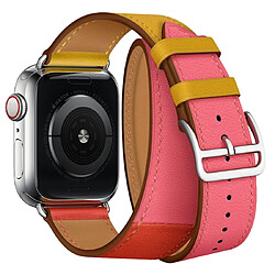 Avis Wewoo Bracelet en cuir bicolore à double pour montre Apple Watch séries 3 et 2 et 1 de 38 mmAmbre + Orange Rouge + Rose pâle