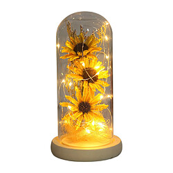 Romantique Simulation de tournesol fleur en verre couverture LED Micro cadeau Paysage Jaune