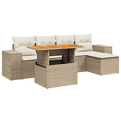 vidaXL Salon de jardin avec coussins 6 pcs beige résine tressée