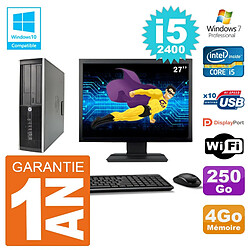 PC HP 6200 SFF Ecran 27" Intel i5-2400 RAM 4Go Disque 250Go Graveur DVD Wifi W7 - Occasion