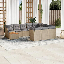 vidaXL Salon de jardin et coussins 11 pcs mélange beige résine tressée