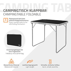 ECD Germany Table de Camping Pliante, 70x50x60 cm, Noir/Argent, en Aluminium, Plateau en MDF, Rectangulaire, Poignée de Transport, Coins Arrondis, Table de Jardin Valise de Voyage Table de Balcon