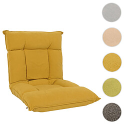 Mendler Fauteuil de sol HWC-N44, fauteuil de relaxation Coussin de sol Canapé de sol Fauteuil pliant 6 positions de relaxation, structure stable en velours ~ jaune