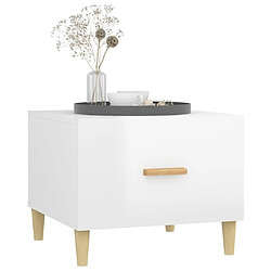 Maison Chic Table basse,Table Console Table d'appoint, Table pour salon Blanc brillant 50x50x40 cm Bois d'ingénierie -MN55621 pas cher