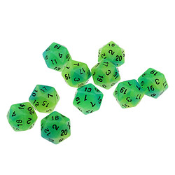 10pcs lumineux multi-faces dés noctilucent D20 Dice ensemble pour D u0026 D TRPG jeu bleu + vert Jeux de table Dés